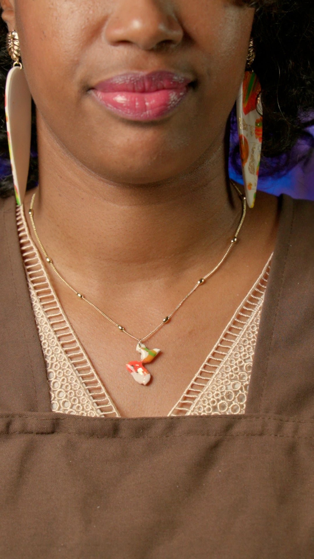 Collier Guadeloupe Madras & Blanc