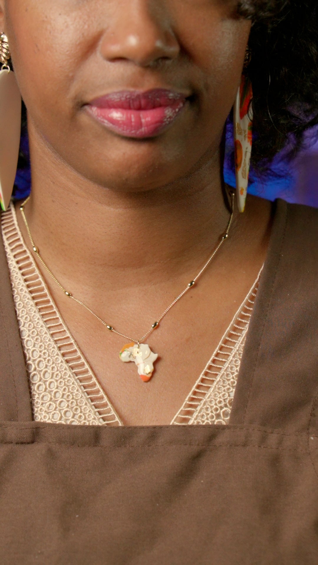 Collier Afrique Madras & Blanc
