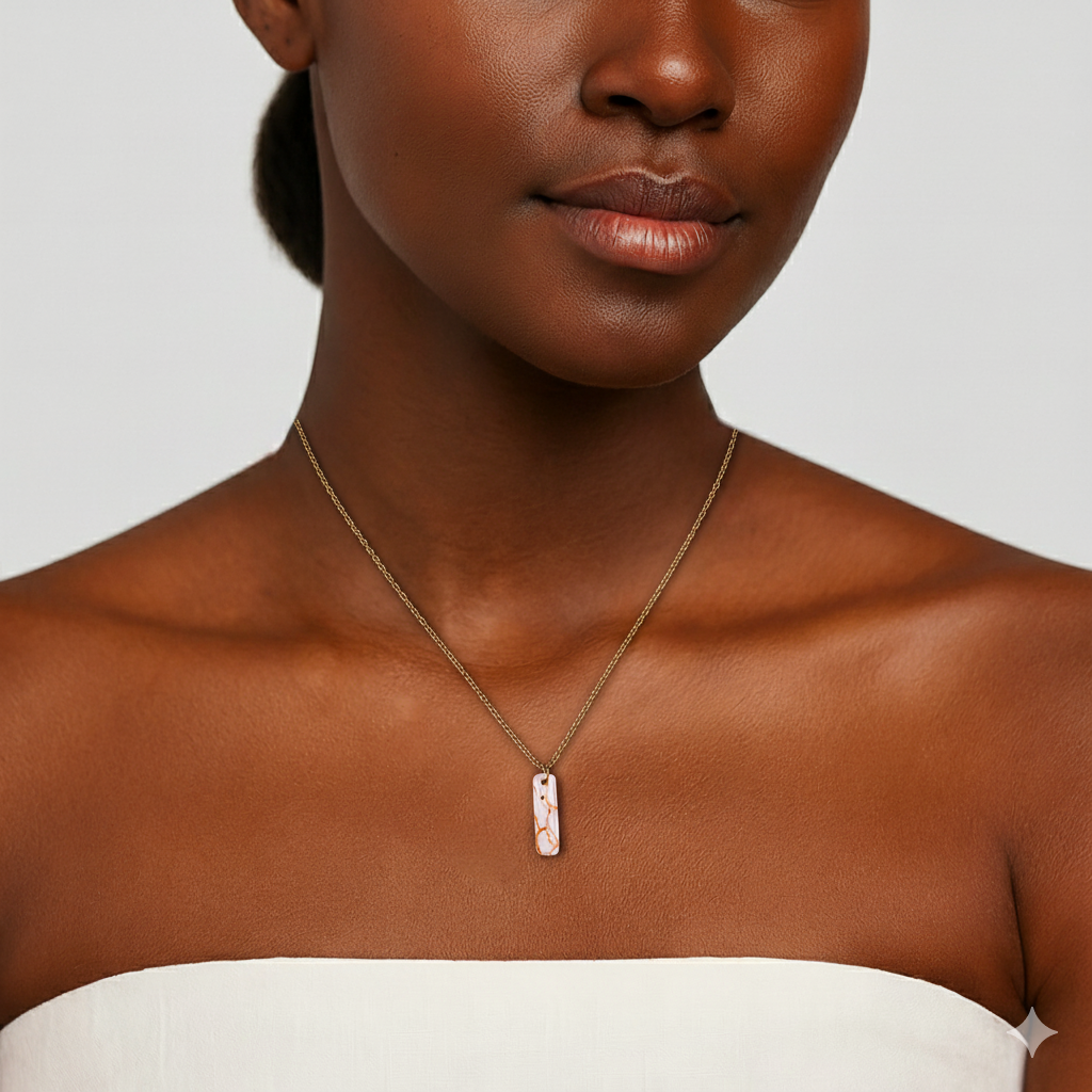 Collier Loren Blanc marbré