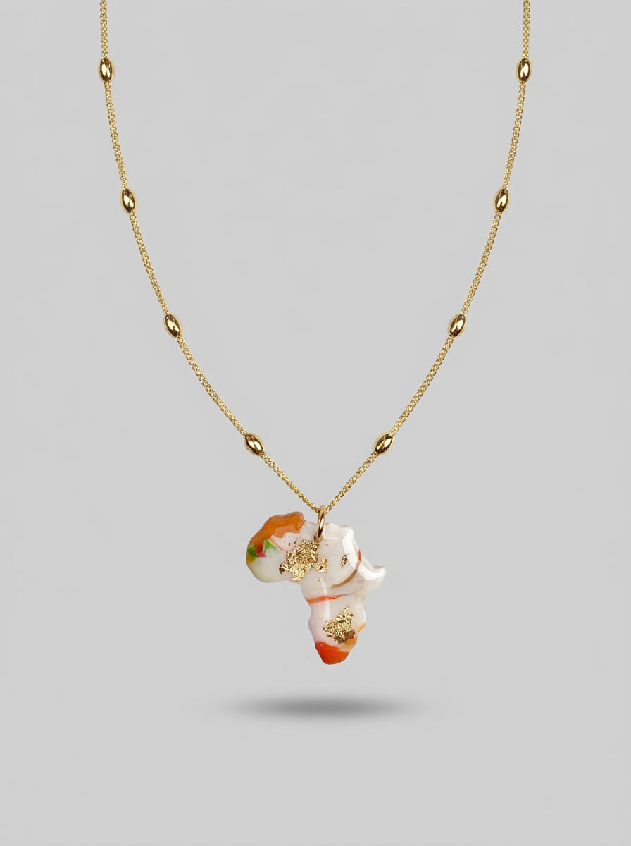 Collier Afrique Madras & Blanc